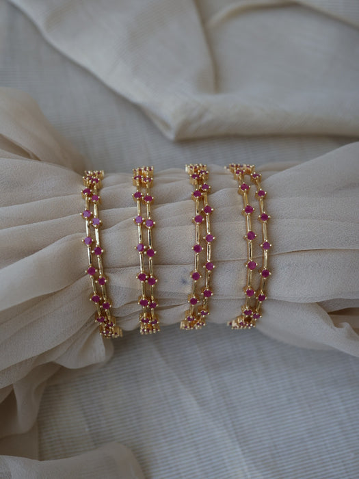 Heritage gold plated ruby stone bangle (1 set  of 2 bangles) HB216