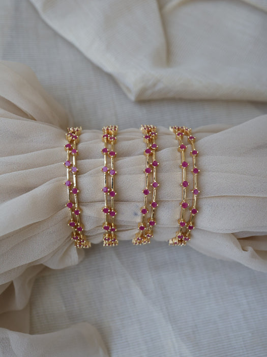 Heritage gold plated ruby stone bangle (1 set  of 2 bangles) HB216