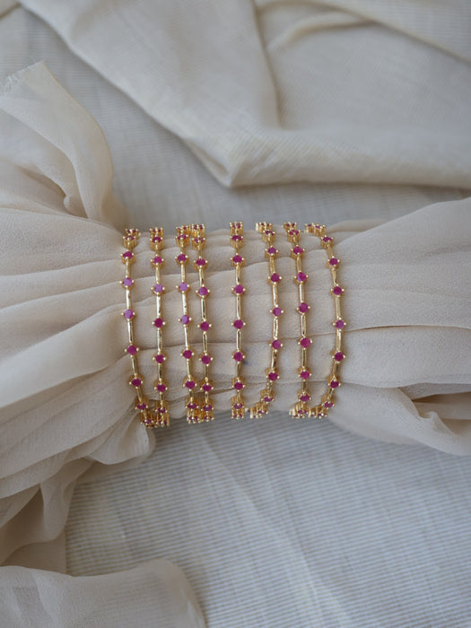 Heritage gold plated ruby stone bangle (1 set  of 2 bangles) HB216