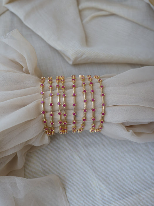 Heritage gold plated ruby stone bangle (1 set  of 2 bangles) HB216
