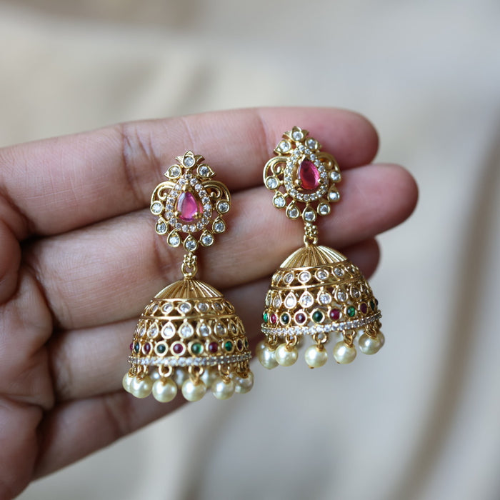 Antique ruby stone jumka earrings AJJ071