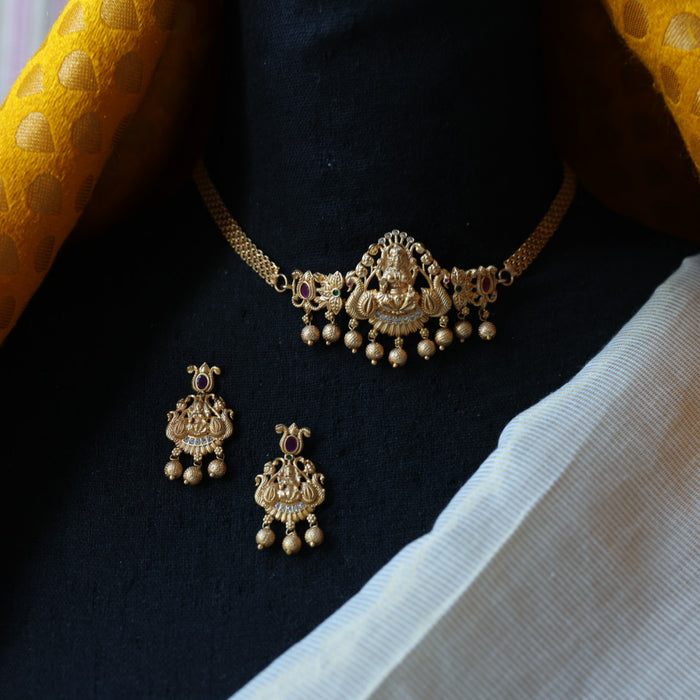 Antique simple chokwe necklace with earrings CCB1089
