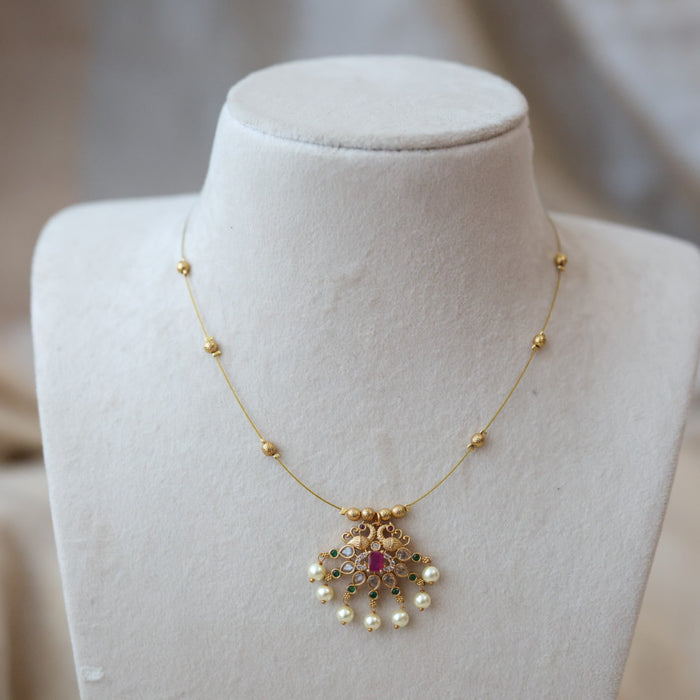 Antique invisible short necklace IN4574