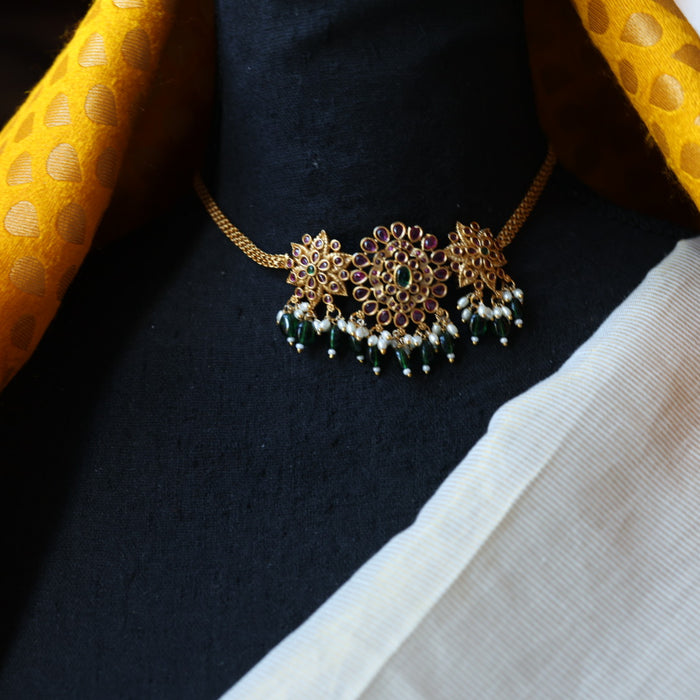 Antique simple choker necklace with earrings CCB1090
