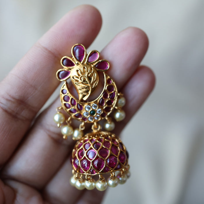 Antique ruby stone jumka earrings AJJ01234