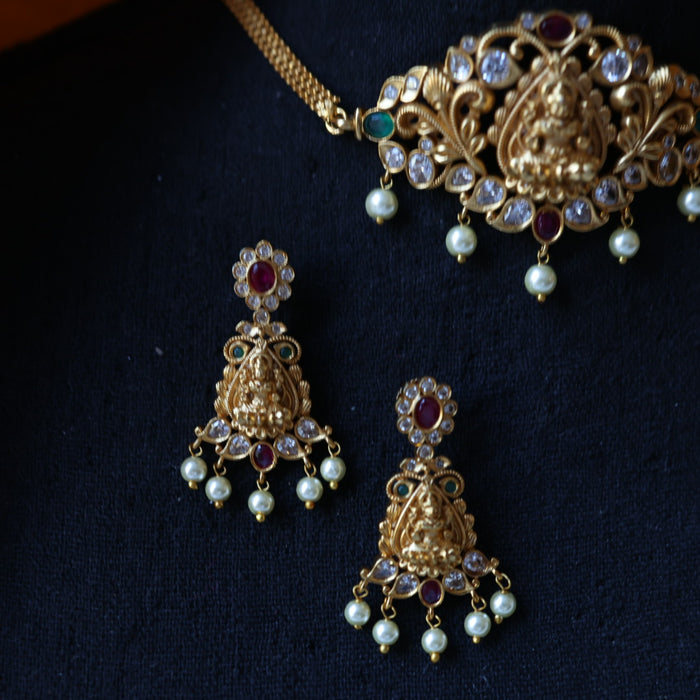 Antique simple choker necklace with earrings CCB1098