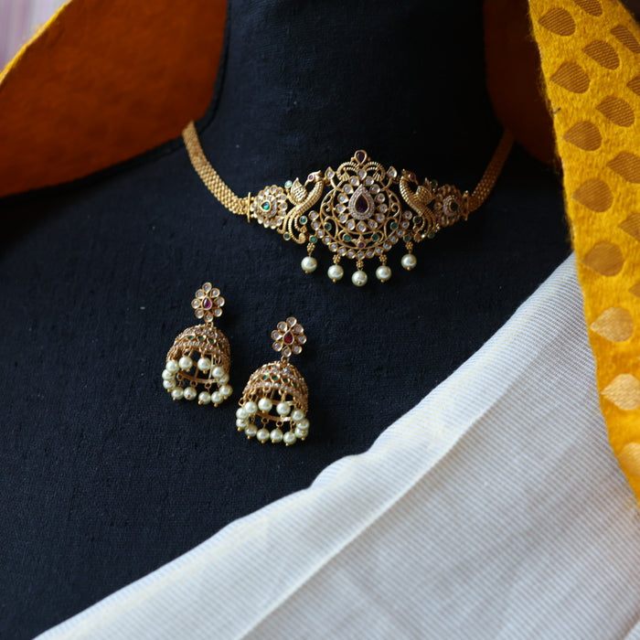 Antique simple choker necklace with earrings CCB1100