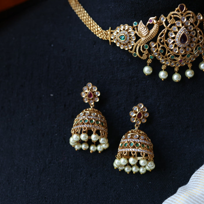 Antique simple choker necklace with earrings CCB1100