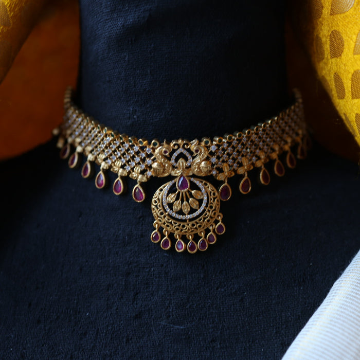 Antique simple choker necklace with earrings CCB1101