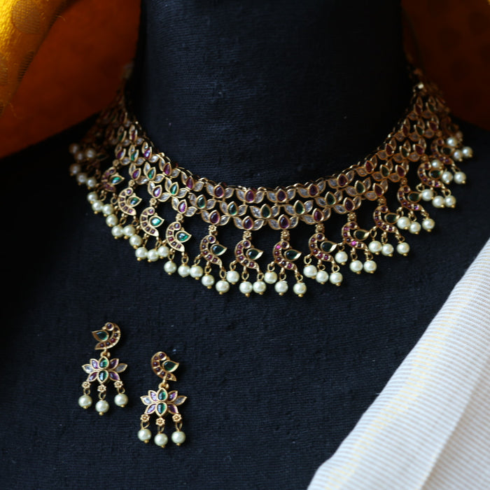 Antique simple choker necklace with earrings CCB1102