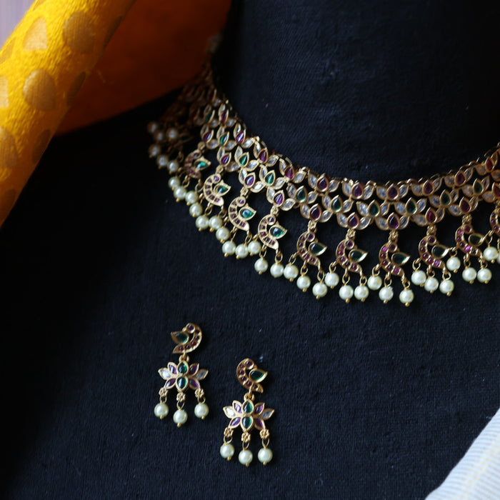 Antique simple choker necklace with earrings CCB1102