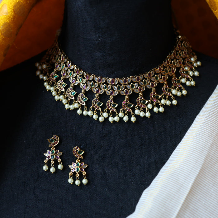 Antique simple choker necklace with earrings CCB1102