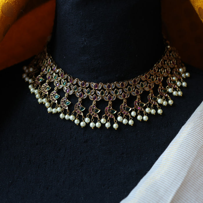 Antique simple choker necklace with earrings CCB1102