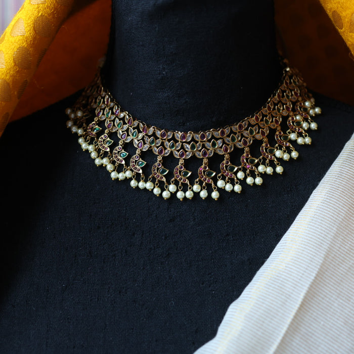 Antique simple choker necklace with earrings CCB1102