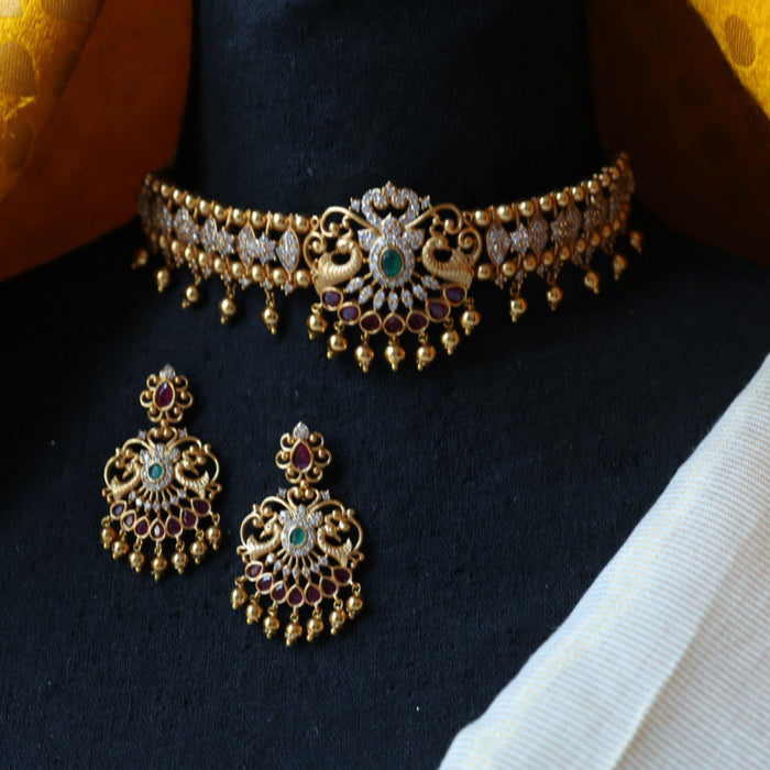 Antique simple choker necklace with earrings CCB114
