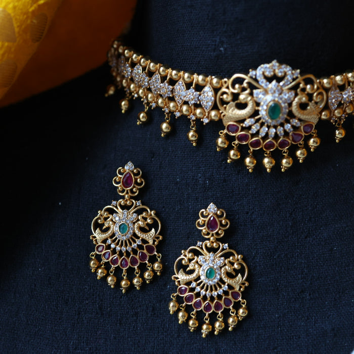 Antique simple choker necklace with earrings CCB114