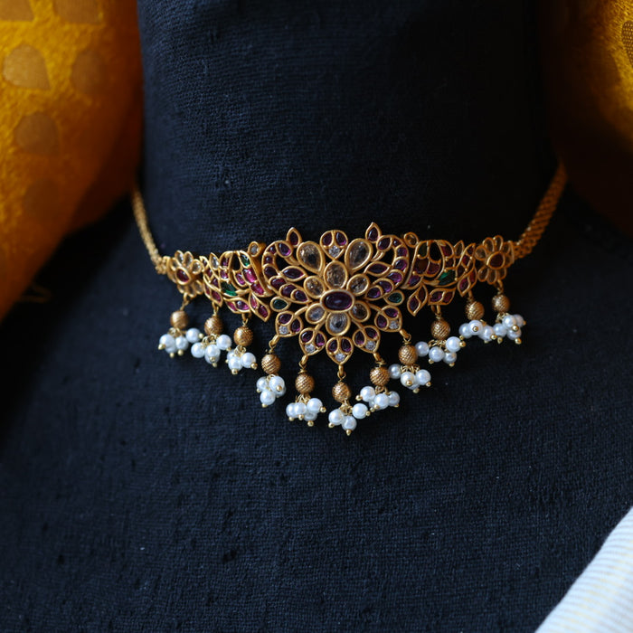 Antique ruby choker necklace with earrings CCB1115