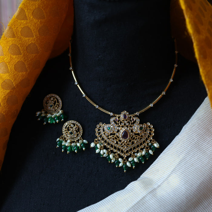 Antique simple short necklace with earrings SS11546