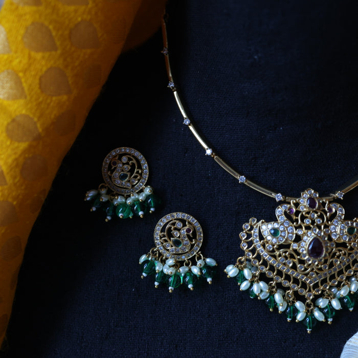 Antique simple short necklace with earrings SS11546