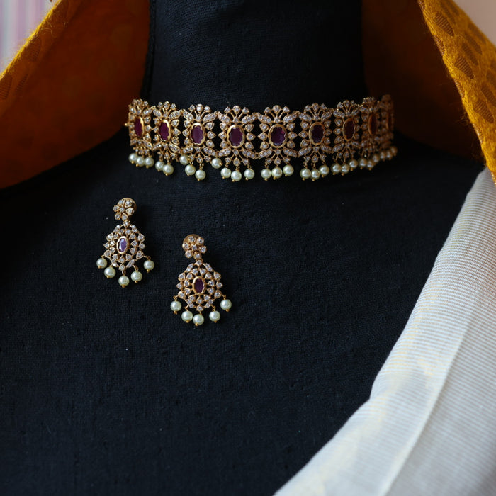 Antique simple choker necklace with earrings CCB110167