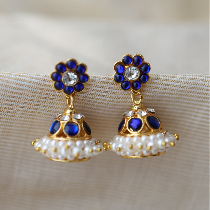 Antique blue kemp stone jumka earrings AJ0089-3