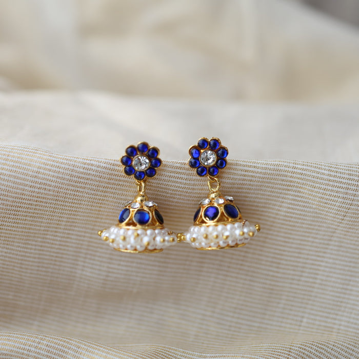 Antique blue kemp stone jumka earrings AJ0089-3