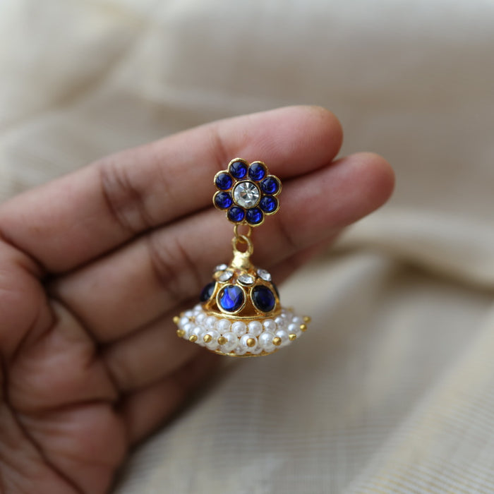 Antique blue kemp stone jumka earrings AJ0089-3