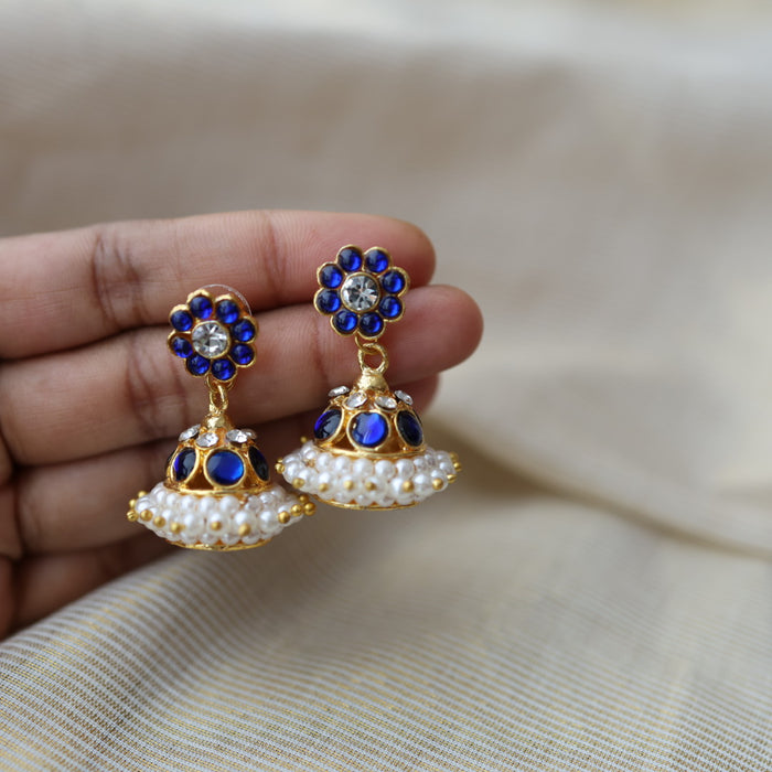 Antique blue kemp stone jumka earrings AJ0089-3