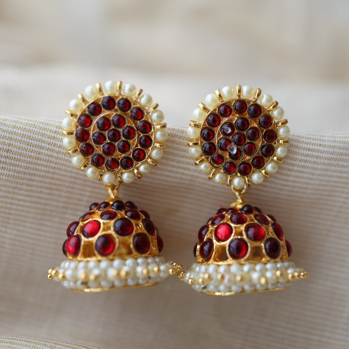Antique ruby kemp stone jumka earrings AJ056-1