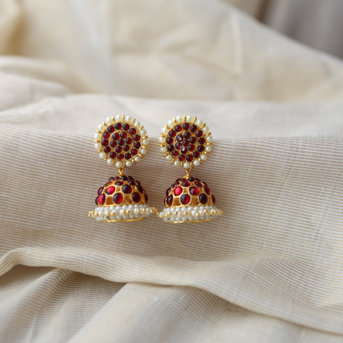 Antique ruby kemp stone jumka earrings AJ056-1