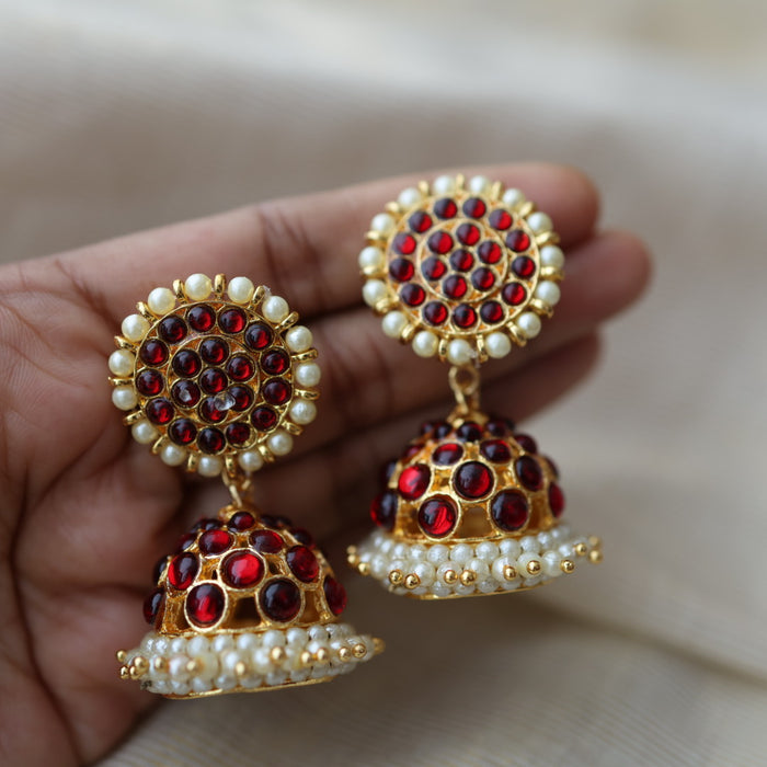 Antique ruby kemp stone jumka earrings AJ056-1