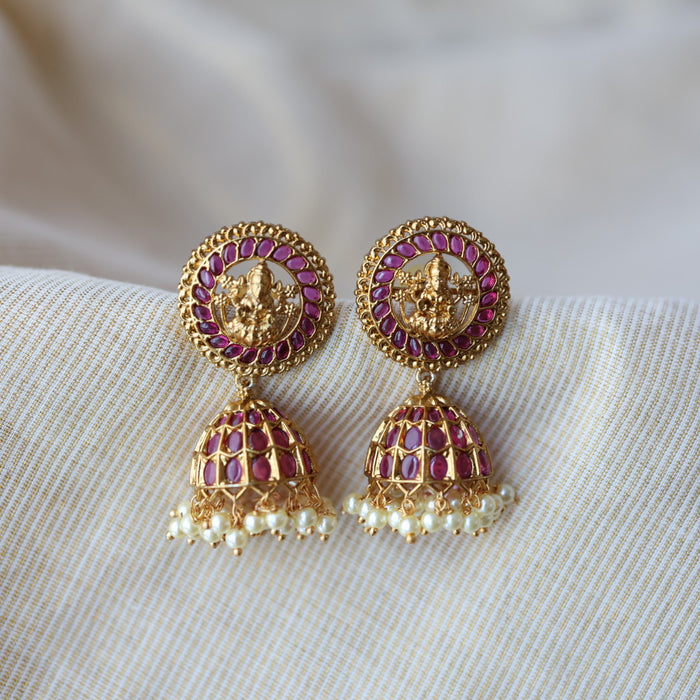 Antique ruby stone jumka earrings AJJ0453