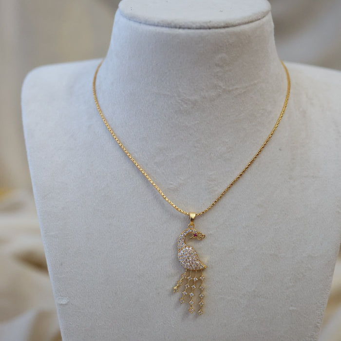 Heritage gold plated simple short chain with pendant HC34542