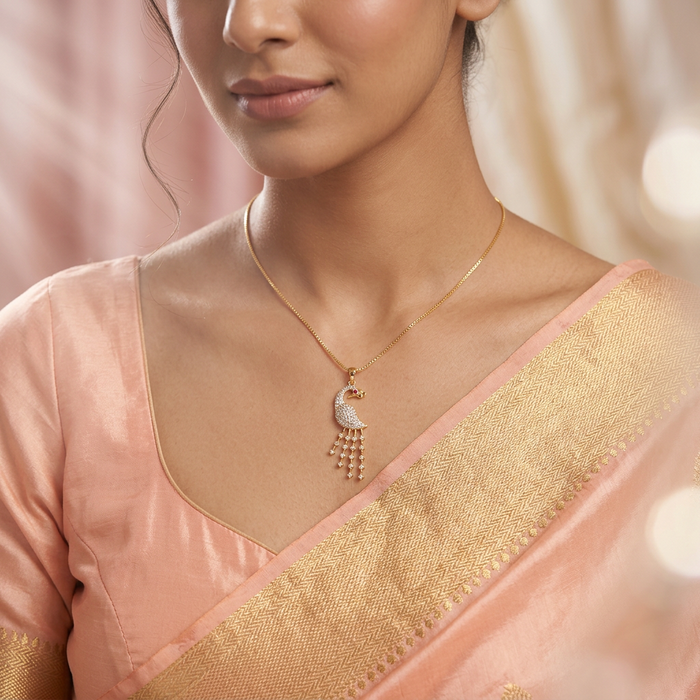 Heritage gold plated simple short chain with pendant HC34542