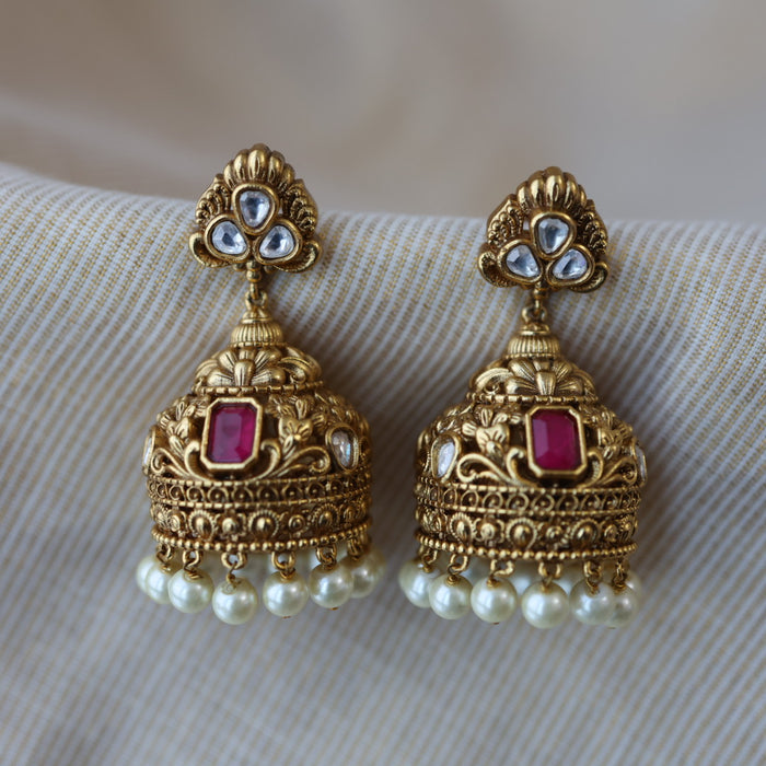 Antique kemp stone jumka earrings AJJ6753