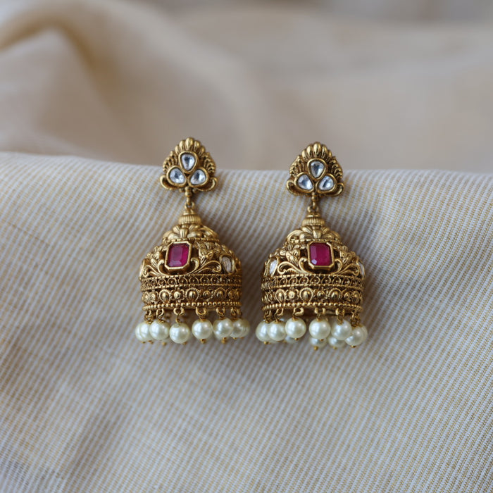 Antique kemp stone jumka earrings AJJ6753