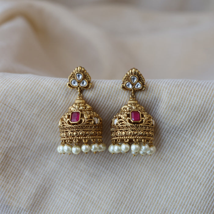 Antique kemp stone jumka earrings AJJ6753