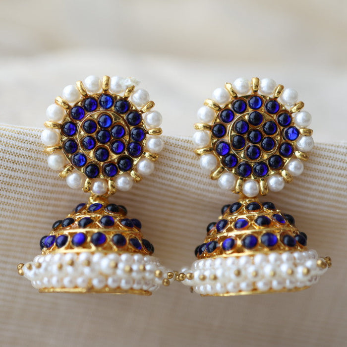 Antique blue kemp stone jumka earrings AJ29-1