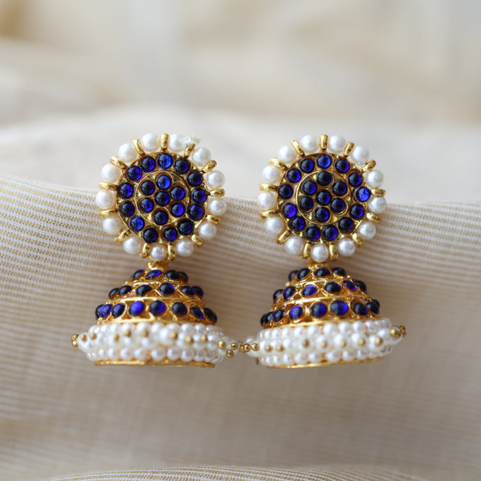 Antique blue kemp stone jumka earrings AJ29-1