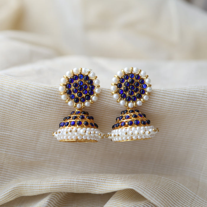 Antique blue kemp stone jumka earrings AJ29-1
