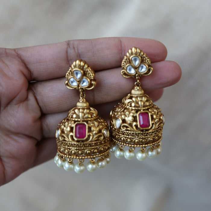 Antique kemp stone jumka earrings AJJ6753
