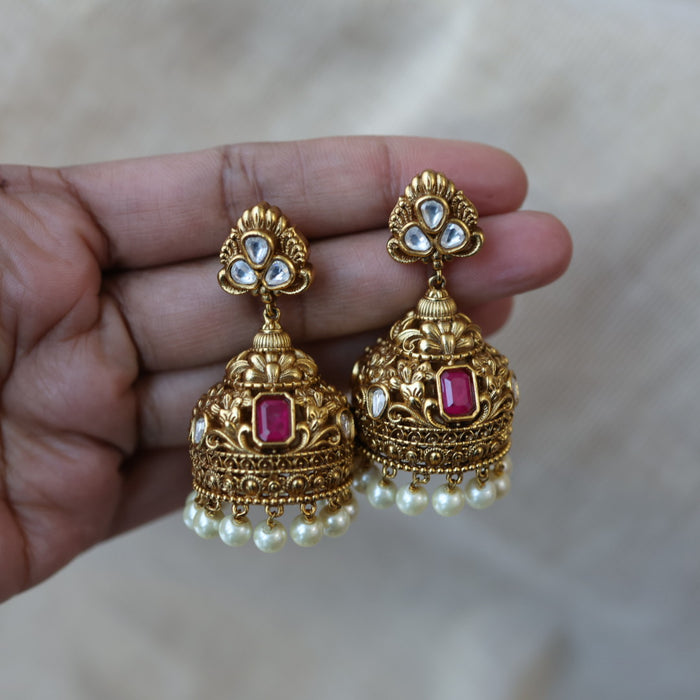 Antique kemp stone jumka earrings AJJ6753