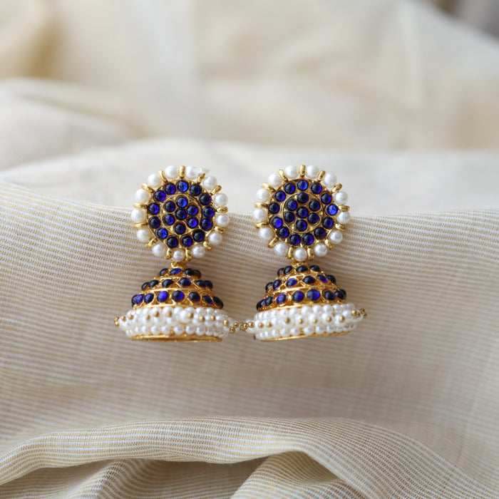 Antique blue kemp stone jumka earrings AJ29-1