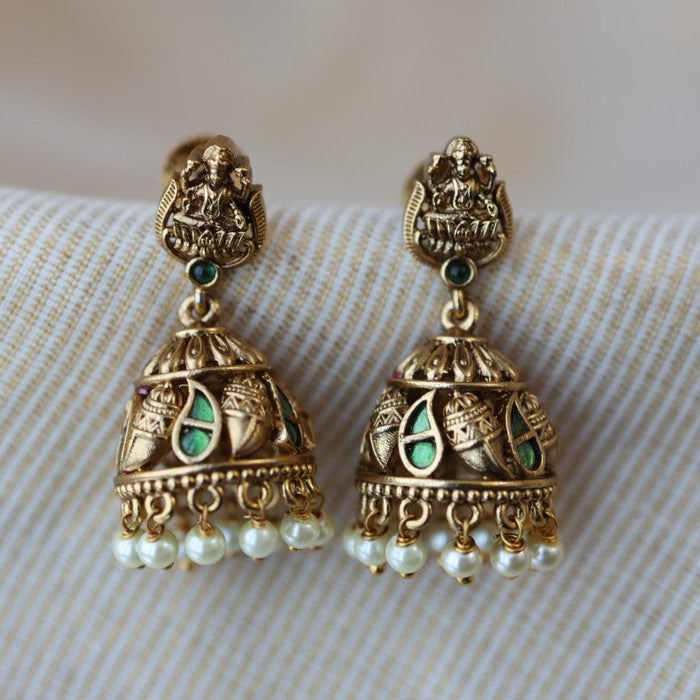 Antique temple design jumka earrings AJJ67788
