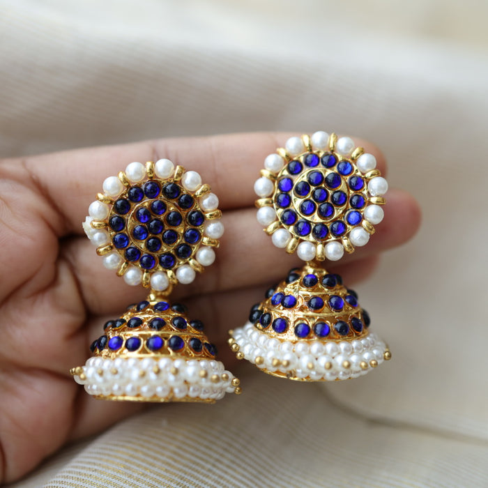Antique blue kemp stone jumka earrings AJ29-1