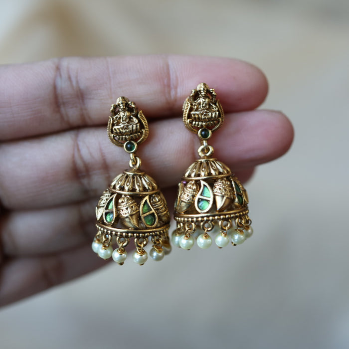 Antique temple design jumka earrings AJJ67788