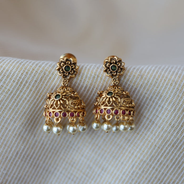 Antique gold jumka earrings AJJ664