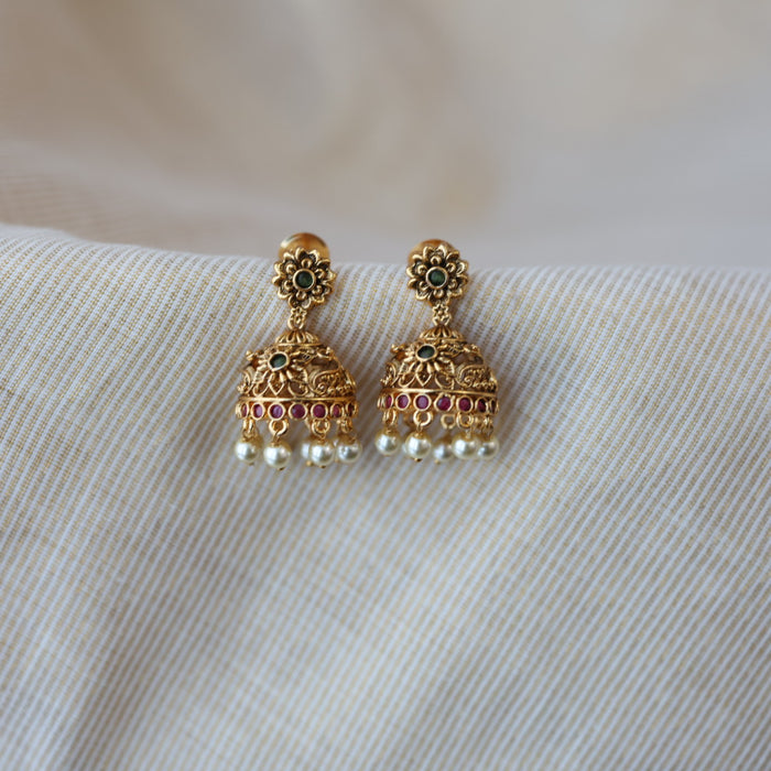 Antique gold jumka earrings AJJ664