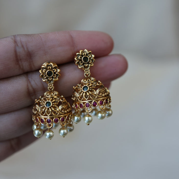 Antique gold jumka earrings AJJ664