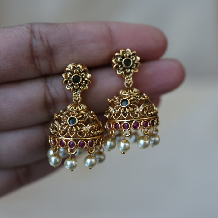 Antique gold jumka earrings AJJ664